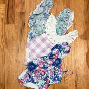 Janie and Jack Floral and Gingham Kids Swim One Piece
